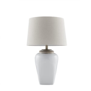 this table lamp adds a sophisticated touch to your home decor. Place this table lamp in any room using the 72-inch clear cord and create a warm ambience in your home. Spot clean only.