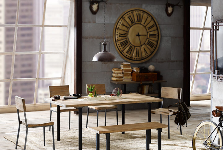 The Tacoma side chair shows that a simple design never goes of out of style. The chair combines deep textured planks of mindi wood with the support of steel frames for a simple industrial look; an easy addition to any dining room. Comes in a set of 2. Assembly required.