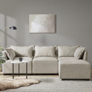 the modular pieces feature a sleek and clean design for a casual and long lasting look. With unlimited combinations using pieces from the Molly sofa collection