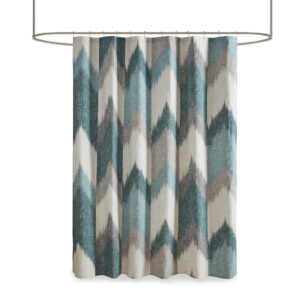 this broken chevron uses shades of aqua and grey to accentuate your space. Each shower curtain measure 72"x72" and is finished with 12 button holes at the top making it easy to hang; hooks