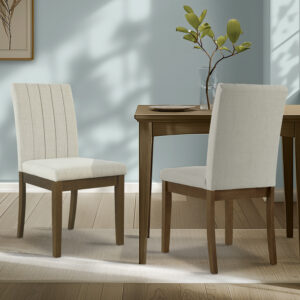 Upgrade your dining space with the set of two transitional Parsons style dining chairs. With a wide channel back and plain seat details