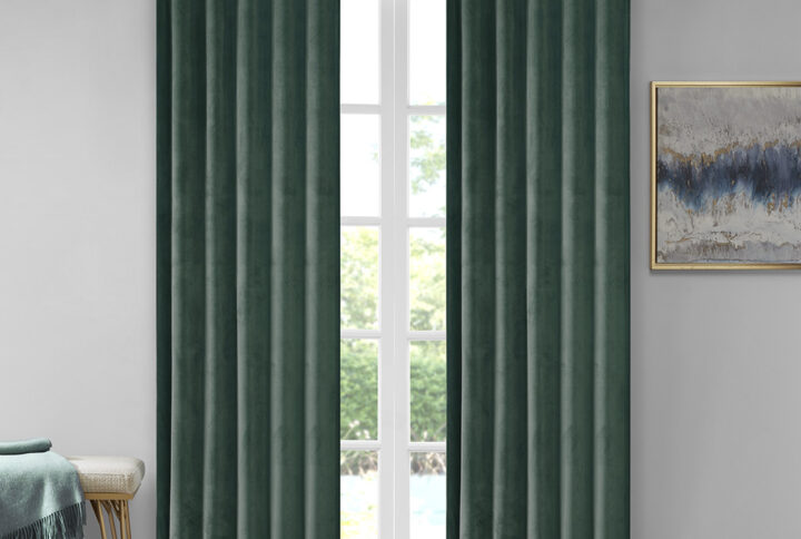 Accentuate your home with the 510 Design Colt Poly Velvet Window Panel Pair. Made from soft solid green poly velvet