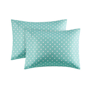 this cotton sheet set showcases a polka dot print for a fun and casual look. These sheets are also OEKO-TEX certified