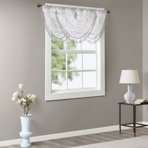 Madison Park’s Irina Diamond Sheer Waterfall Valance provides an alluring update to your home. An elegant diamond pattern is beautifully embroidered on a soft sheer fabric