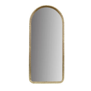 Elevate your space with opulent charm using our arched wall mirror in a dazzling gold finish. This epitome of glam and luxury is a ready-to-hang masterpiece