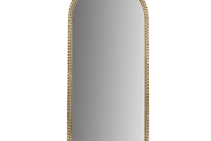 Elevate your space with opulent charm using our arched wall mirror in a dazzling gold finish. This epitome of glam and luxury is a ready-to-hang masterpiece