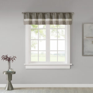 Madison Park Amherst Polyoni Pintuck Window Valance is a simple way to add style to your room. This window valance features a modern striped design in natural hues of ivory