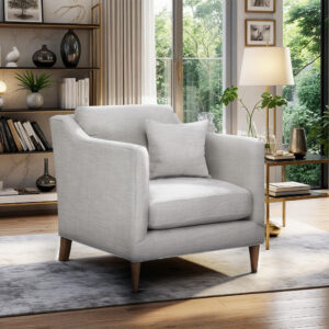 Give your space a lavish update with the Chapel Hill Gabriella Accent Chair.  Upholstered in soft beige-hued fabric