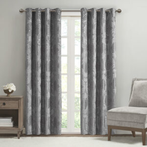 Our SunSmart Amelia Knitted Jacquard Paisley Total Blackout Grommet Top Curtain Panel adds the perfect touch of traditional elegance to your home. This total blackout grey curtain features an intricate paisley design on a heavy textured jacquard fabric