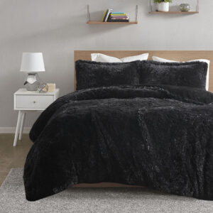 The Intelligent Design Malea Shaggy Fur Duvet Cover Set brings a soft contemporary update to your bedroom. The duvet cover and shams (1 in Twin/TwinXL) features stylish shaggy faux fur that creates a soft fluffy texture. The solid plush reverse adds a soft and warm touch. A zipper closure secures a padded insert within the duvet cover and inside corner ties prevent it from shifting (insert is NOT included).