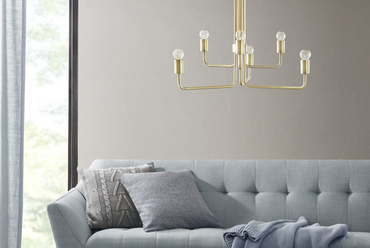 Modern design meets industrial style with the Milo 6-Light Metal Chandelier by INK+IVY. This chandelier showcases a unique cylindrical design