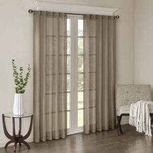 Add a fresh contemporary style to your home with Madison Park’s Harper Solid Crushed Window Panel Pair. Made from a lightweight taupe sheer fabric