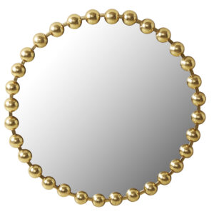 Elevate your decor with the Madison Park Signature Marlowe 27" Round Gold Wall Mirror. This decorative mirror features a beaded frame with a hand-applied antique gold finish