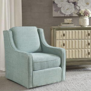 The Madison Park Harris Swivel Chair perfectly brings classic and contemporary together. Curved arms create a subtle wingback look