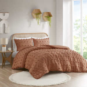 Refresh your bedroom with the elegant style of Intelligent Design's Lucy Clip Jacquard Comforter Set. This beautiful comforter features fun and playful clip jacquard pompoms all over the face that add dimension to the top of the bed for a lovely look. The matching shams (1 in Twin/TwinXL) also flaunt the delicate design of the comforter to complete the jacquard bedding set. Hypoallergenic polyester filling in the fashionable comforter contains no allergens and is treated to be dustproof. Machine washable for easy care