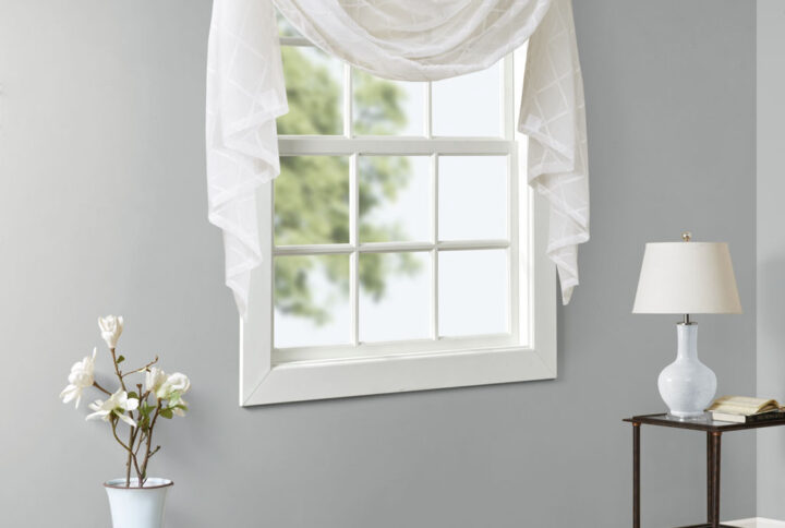 Madison Park’s Irina Diamond Sheer Window Scarf provides an alluring update to your home. An elegant diamond pattern is beautifully embroidered on a soft sheer fabric