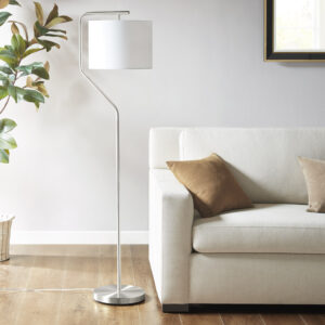 Brighten the dark corners of your living room with the 510 Design Aster Angular Arched Metal Floor Lamp. Featuring a slender