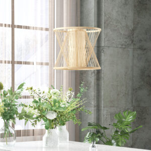 Make a statement in your home with INK+IVY’s Aria Geometric Bamboo Pendant. Featuring a uniquely designed natural bamboo rattan shade with a cylindrical shade in the center