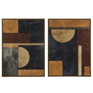 Bring elegance to your space with the INK+IVY "Jeweled Geo" Wall Art Set. Measuring 27"W x 36"H x 1.5"D each