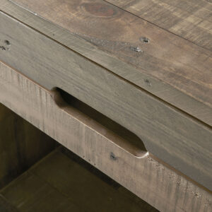 in a natural distressed finish