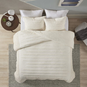 The Urban Habitat Mercer 3 Piece Cotton Chenille Comforter Set offers a cozy contemporary update to your bedroom decor. This cotton comforter features vertical chenille stripes along the sides and horizontal chenille stripes that run down the center to create a modern