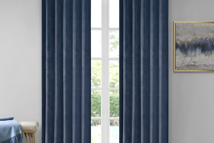 Accentuate your home with the 510 Design Colt Poly Velvet Window Panel Pair. Made from soft solid navy poly velvet