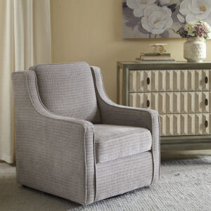 The Madison Park Harris Swivel Chair perfectly brings classic and contemporary together. Curved arms create a subtle wingback look