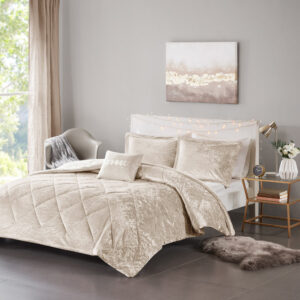 Create a luxuriously comfortable and lush bedroom space with the Intelligent Design Felicia Velvet Comforter Set. The crushed velvet