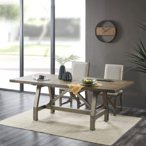 Make the INK+IVY Lancaster Dining Table the centerpiece for your dining room decor. The bold industrial inspired look will create a warm gathering place. The dining table features a solid wood