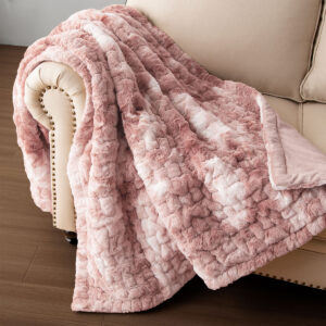 Ruched Faux Fur Throw