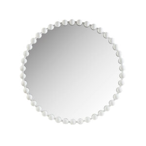 Elevate your home decor with the Madison Park Signature Marlowe Round  White Wall Mirror. This large 36" decorative mirror combines a vintage-inspired beaded frame with a sleek