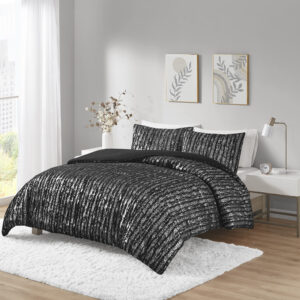 The Naomi comforter set features an eye-catching metallic design on soft faux fur that's sophisticated and modern. This faux fur comforter adds sparkle to your bedroom with its metallic accents