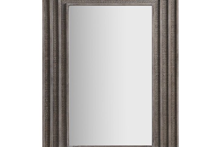 Elevate your decor with the Naomi Rectangular Wood and Rattan Mirror