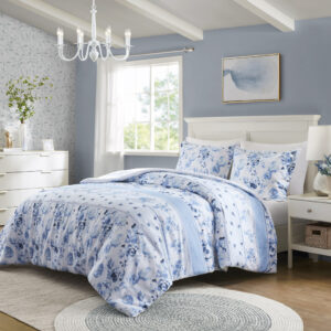 Create a dreamy vintage bedroom with this beautiful floral and striped duvet cover set.  The coordinating shams (1 in Twin/Twin XL) pair perfectly with the duvet cover to complete the charming