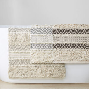 for a stylish Boho look and feel. The shaggy woven texture is featured in a solid light natural hue