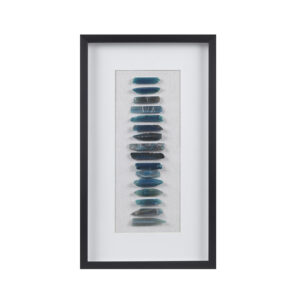 Elevate your home decor with the bold style of our Martha Stewart Cerulean Stones Framed Blue Agate Shadowbox Wall Decor Panel. This shadow box wall art features 100% genuine agate stones that are uniquely cut and placed under glass