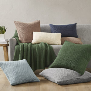 The INK+IVY Bree Knit Square Pillow Cover offers a simple and cozy addition to your living room decor. This knit pillow cover is made from ultra-soft acrylic to create a casual cottage look. A hidden zipper closure provides a clean finished edge to the design. Machine washable for easy care