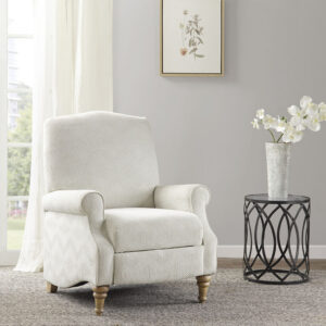 The Madison Park Athena Push Back Recliner Offers A Gorgeous Combination Of Beauty And Sophistication For Your Home Decor. This Push Back Recliner Is Upholstered In A Tonal Jacquard Woven Fabric That Creates A Rich Traditional Allure. The High Back And Round Arms Form A Sophisticated Silhouette