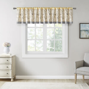 Add simple elegance to any room with the Madison Park Serene Embroidered Valance. This valance features delicate floral embroidery in soft sage and neutral hues