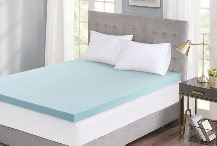 The Sleep Philosophy 3" Gel Memory Foam Topper features a unique hole punch design to provide maximum airflow