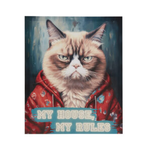 Add a dash of whimsy to your indoor space with Tessa Kane's grumpy cat art. This canvas