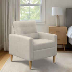 Upgrade your living space with our modern accent chair. With clean lines and a sleek track arm silhouette