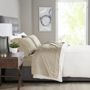 Sleep in the lush comfort of the Madison Park 525 Thread Count Cotton Blend Sheet Set. This solid sheet set is made from cotton blend sateen weave fabric with a 525 thread count. Our sheets go through a very light brushing process that gives them an incredible peach-like feel against your skin. If you've wanted to try cotton sateen sheets in the past