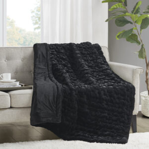 Add a modern and sophisticated touch to any space with the Madison Park Ruched Fur Throw. This throw features a solid ruched fur pattern