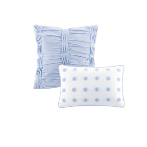 while matching shams (1 in Twin/TwinXL) and quilted Euro shams (1 in Twin/TwinXL) complement the cotton jacquard comforter set. Two decorative pillows are also included