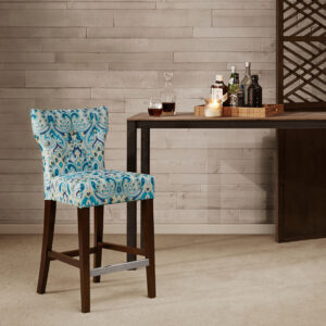 Change up your kitchen decor with the stunning style of the Madison Park Avila Tufted Back Counter Stool. This counter stool features a high button-tufted back upholstered in a multi-hued printed fabric