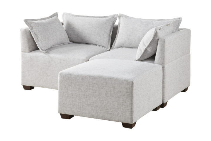 Create a comfortable seating arrangement in your living room with the modern sectional sofa chairs and ottoman. Upholstered in durable and resilient fabric