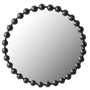 Elevate your decor with the Madison Park Signature Marlowe 27" Round Black Wall Mirror. This stunning mirror features a vintage-inspired beaded frame with a sleek matte black finish