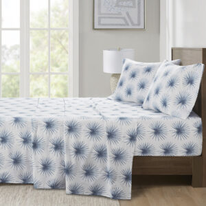 Sleep in year-round breathable comfort with these printed cotton percale sheet set. This ultra-soft feel sheet set is moisture absorbent and features printed designs