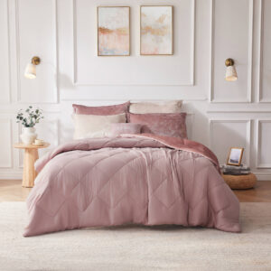 this velvet comforter set uses hypoallergenic filling in the comforter and decorative pillow for extra softness and comfort. Feel the warmth and lustrous beauty of this velvet comforter set when you incorporate it into your bedroom décor. Items in the set may come in a rolled or compressed packaging